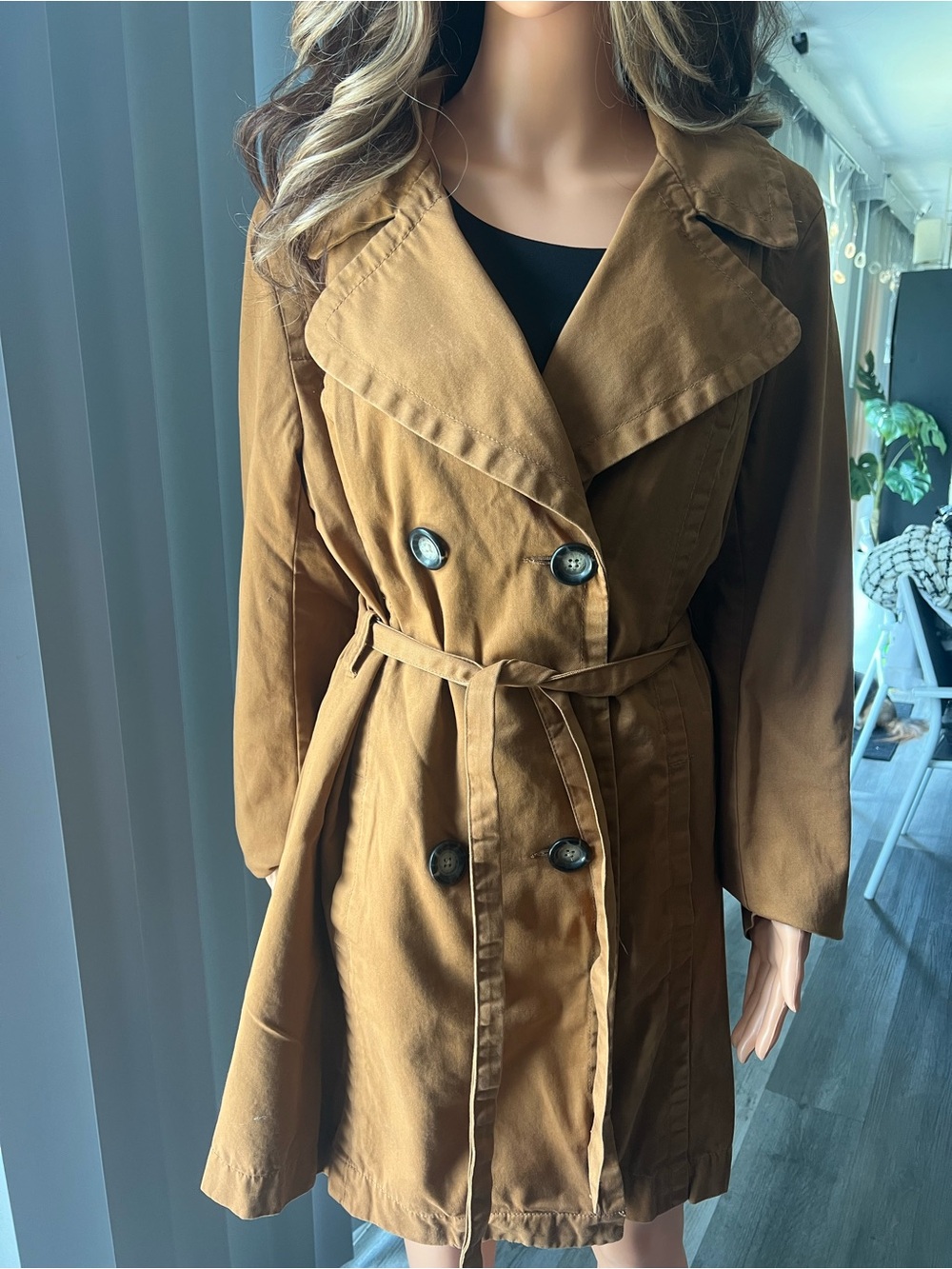 Old Navy Double-Breasted Trench Coat - Camel Brown